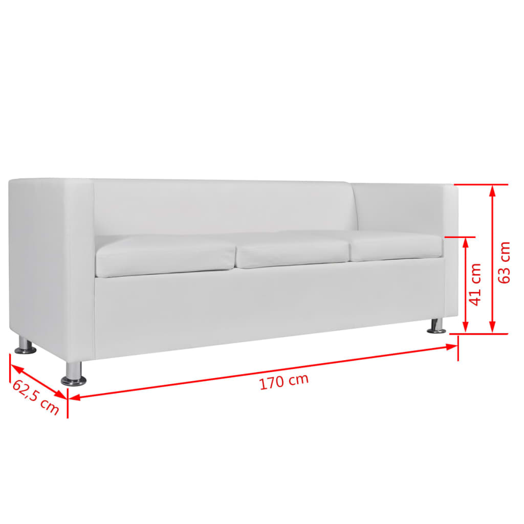 Conjunto de sofás de 2 e 3 lugares couro artificial branco