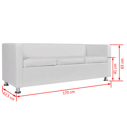 Conjunto de sofás de 2 e 3 lugares couro artificial branco