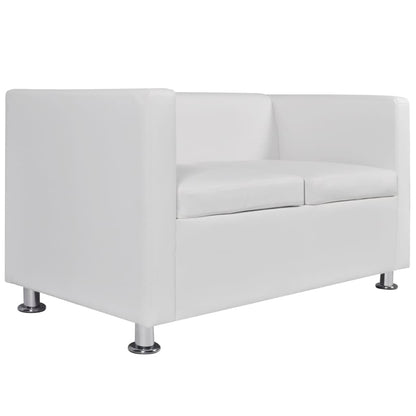 Conjunto de sofás de 2 e 3 lugares couro artificial branco