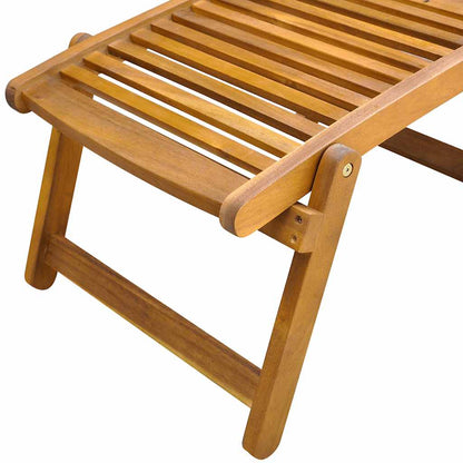 Sun lounger with footrests in solid acacia wood