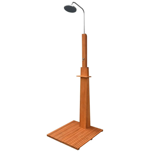 Outdoor shower made of eucalyptus wood and steel