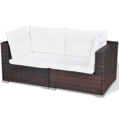 10 pcs conjunto lounge jardim c/ almofadões vime PE castanho