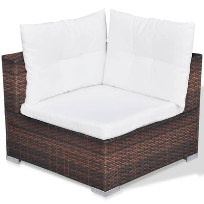 10 pcs conjunto lounge jardim c/ almofadões vime PE castanho