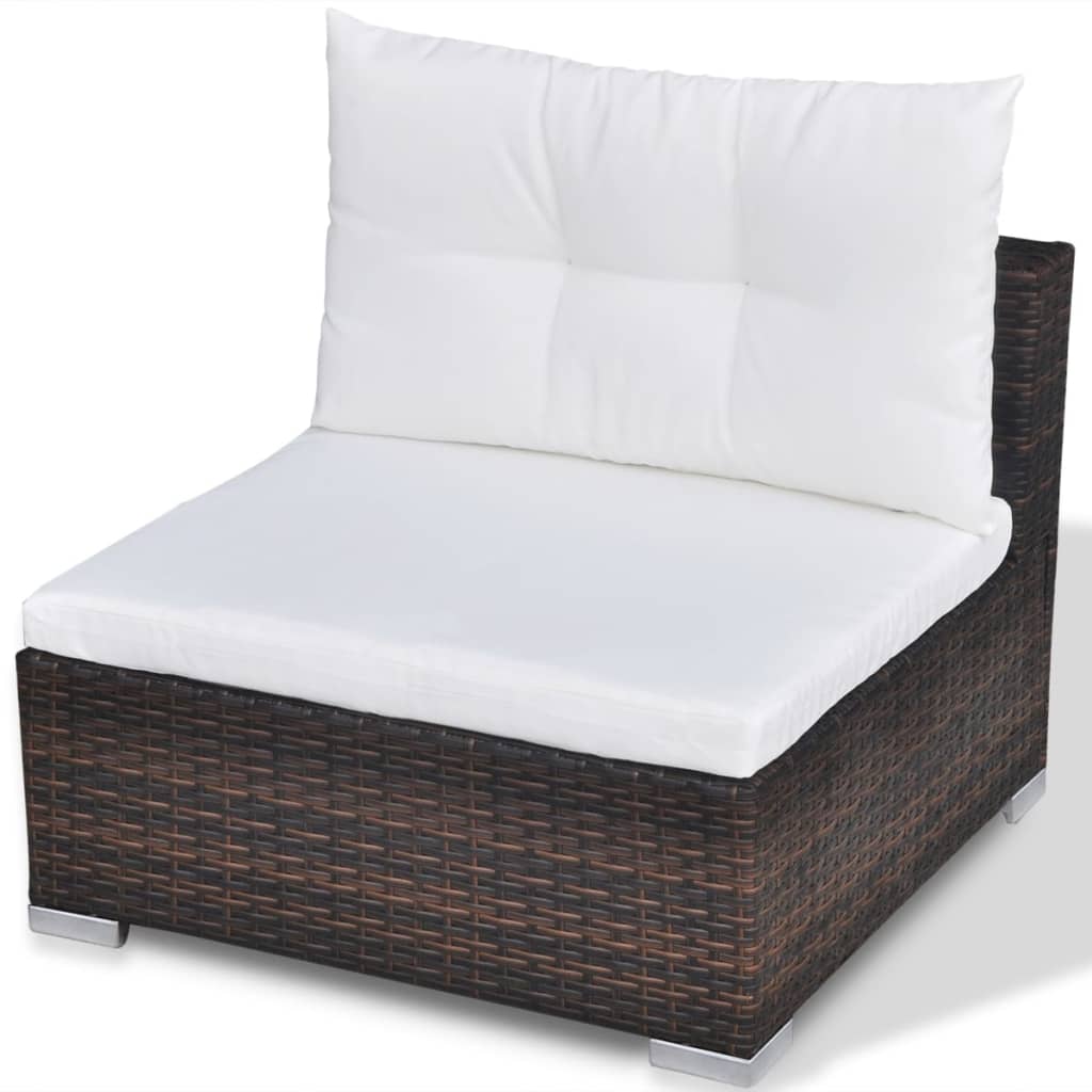 10 pcs conjunto lounge jardim c/ almofadões vime PE castanho