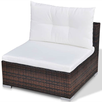 10 pcs conjunto lounge jardim c/ almofadões vime PE castanho