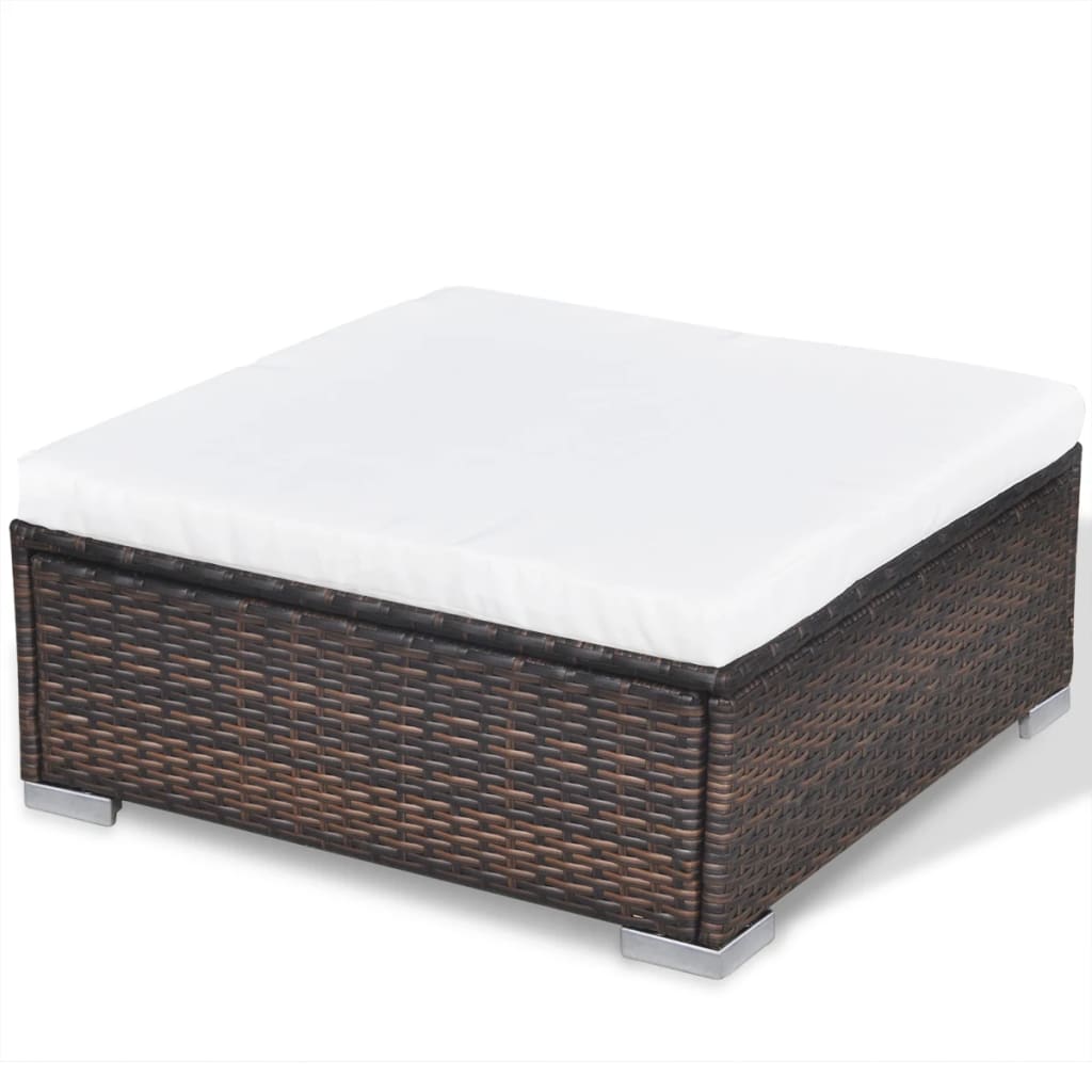 10 pcs conjunto lounge jardim c/ almofadões vime PE castanho