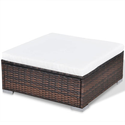 10 pcs conjunto lounge jardim c/ almofadões vime PE castanho