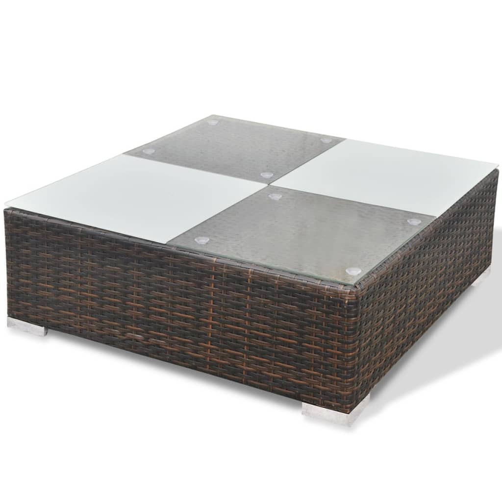 10 pcs conjunto lounge jardim c/ almofadões vime PE castanho