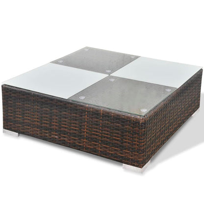 10 pcs conjunto lounge jardim c/ almofadões vime PE castanho