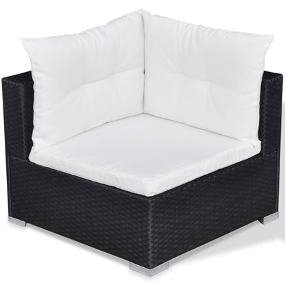 10 pcs conjunto lounge de jardim c/ almofadões vime PE preto