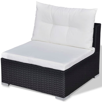 10 pcs conjunto lounge de jardim c/ almofadões vime PE preto