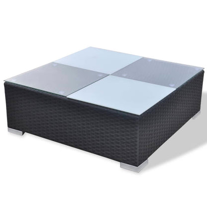 10 pcs conjunto lounge de jardim c/ almofadões vime PE preto