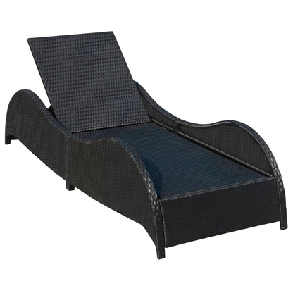 Black PE wicker sun lounger with cushion