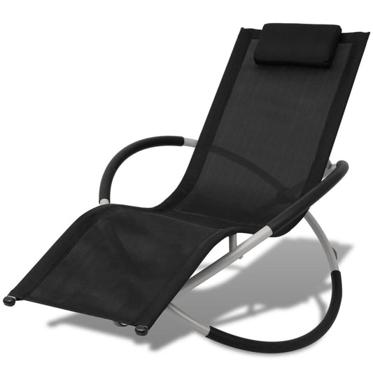 Black and grey geometric steel outdoor sun lounger