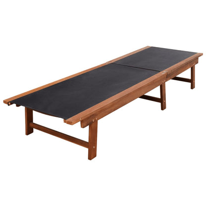 Sun loungers with table 2 pcs solid acacia and textilene