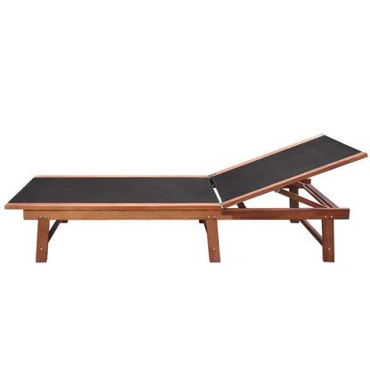 Sun loungers with table 2 pcs solid acacia and textilene