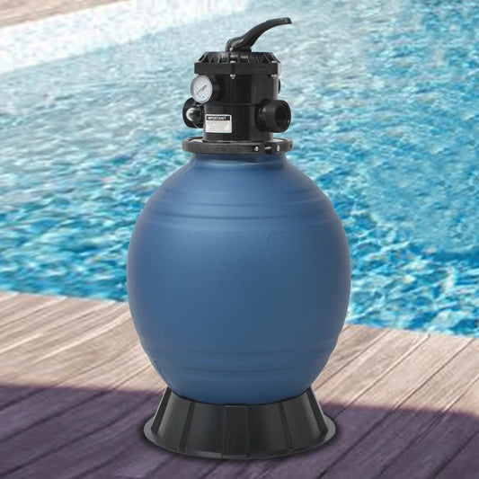 Sand filter for swimming pool with 6-position valve, blue, 460 mm