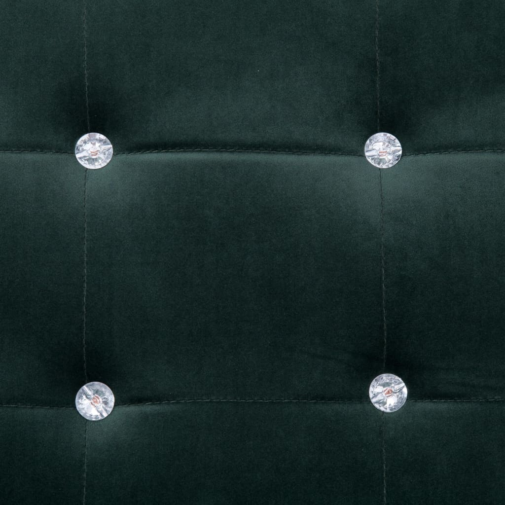 2-seater sofa with chrome armrests and dark green velvet