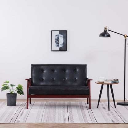 2 seater sofa in black faux leather