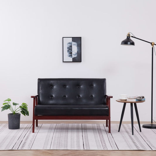 2 seater sofa in black faux leather