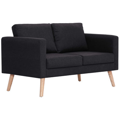 2 pcs black fabric sofa set