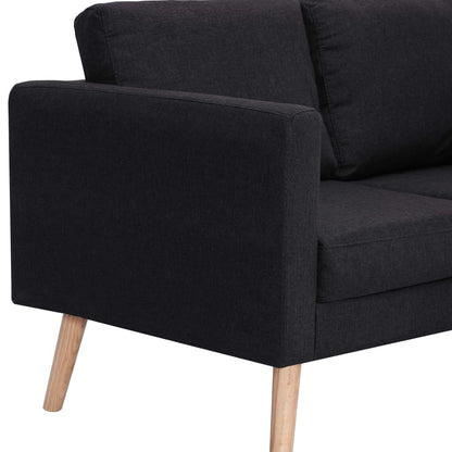 2 pcs black fabric sofa set