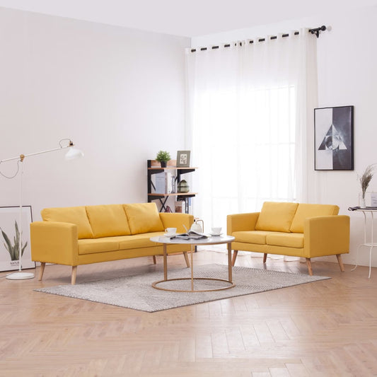 2 pcs yellow fabric sofa set