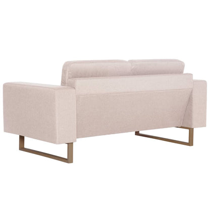 2 pcs cream color fabric sofa set