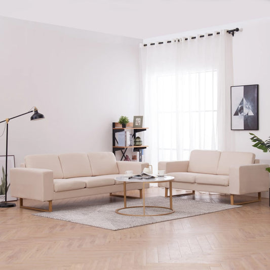 2 pcs cream color fabric sofa set