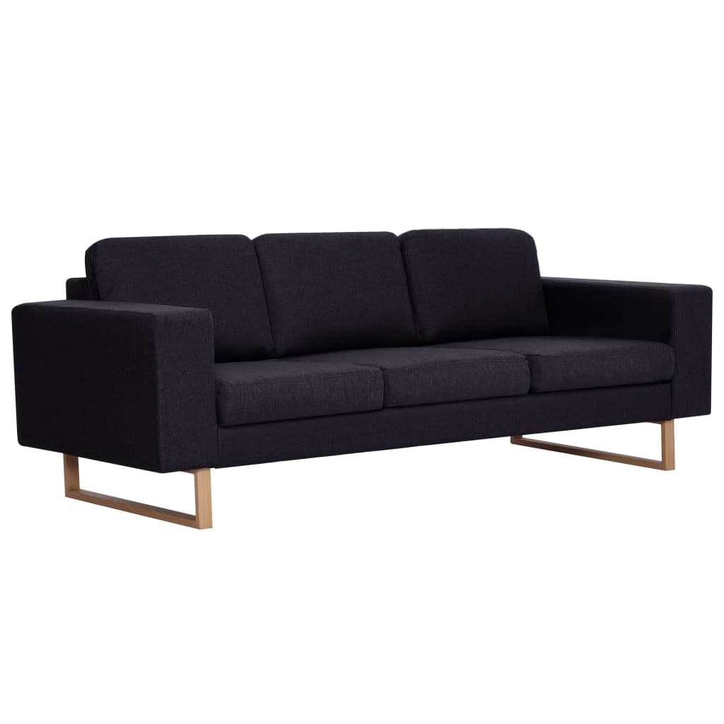 2 pcs black fabric sofa set