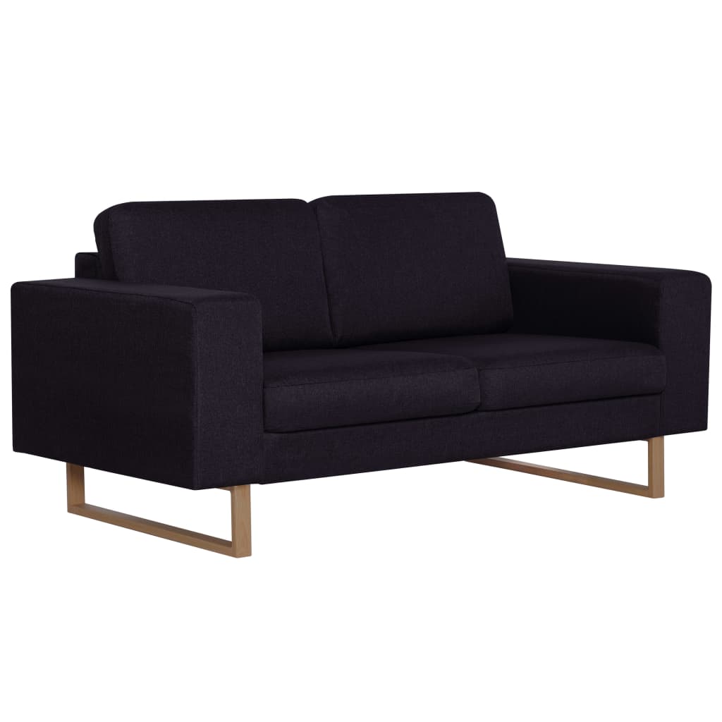 2 pcs black fabric sofa set