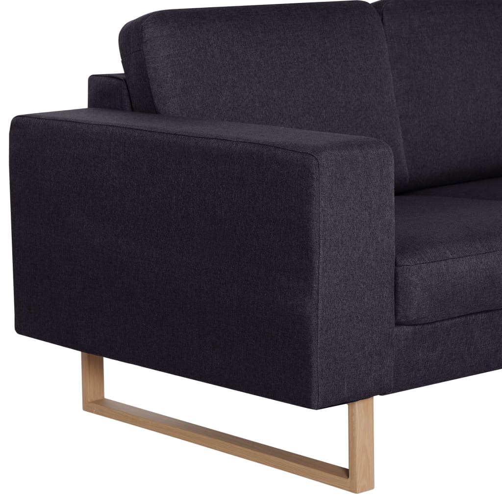 2 pcs black fabric sofa set