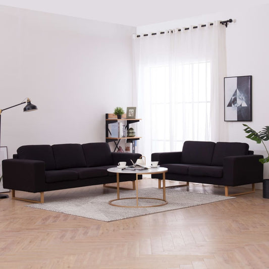 2 pcs black fabric sofa set