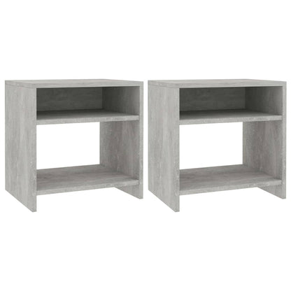 Bedside tables 2 pcs made of wood, grey cement