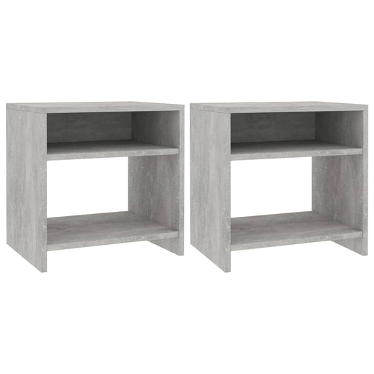 Bedside tables 2 pcs made of wood, grey cement