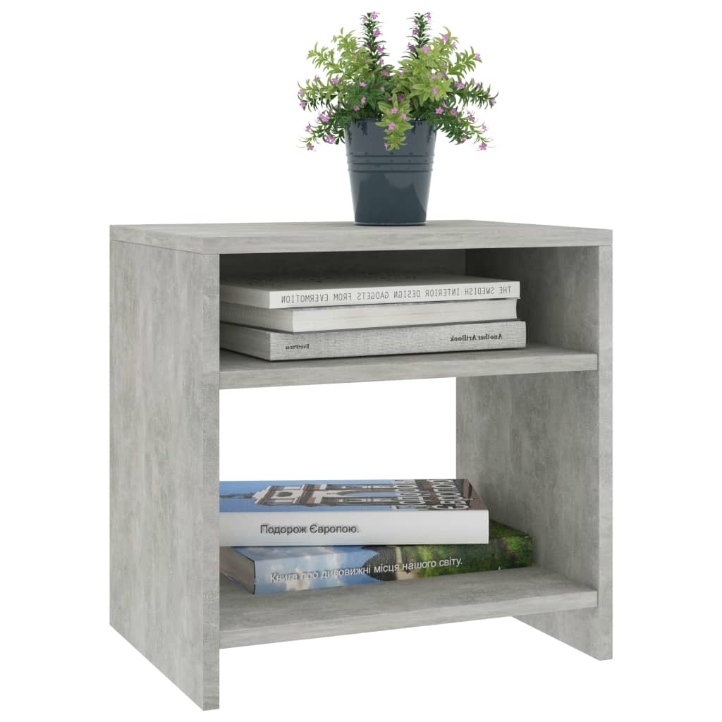 Bedside tables 2 pcs made of wood, grey cement