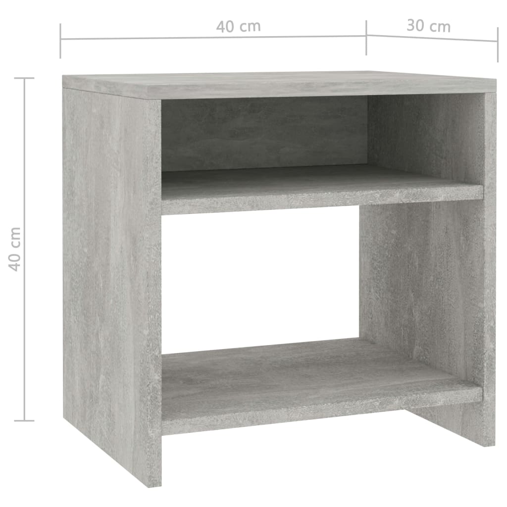 Bedside tables 2 pcs made of wood, grey cement