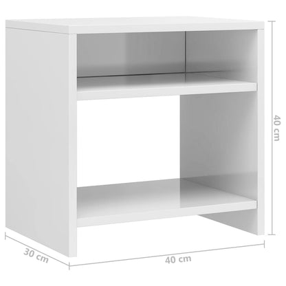 Bedside table made of wood in glossy white