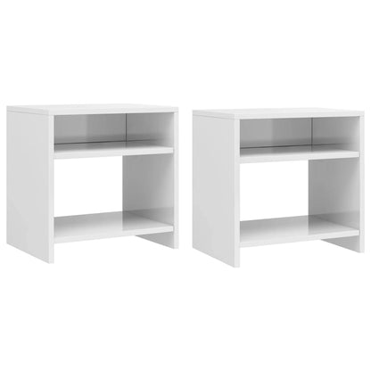 Bedside tables 2 pcs wood derivatives white glossy