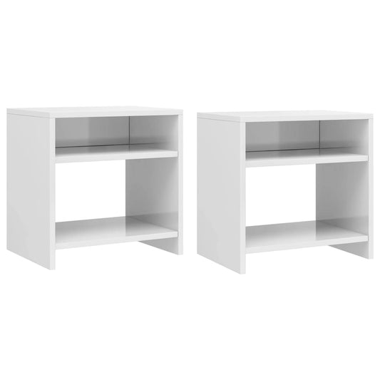 Bedside tables 2 pcs wood derivatives white glossy