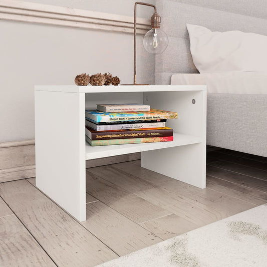 Bedside table 40x30x30 cm white chipboard