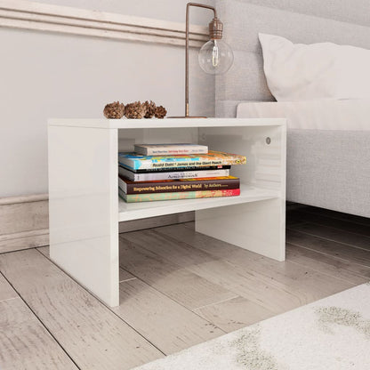 Bedside table 40x30x30 cm glossy white plywood