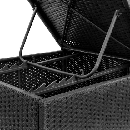 Sun loungers with cushions 2 pcs black poly rattan