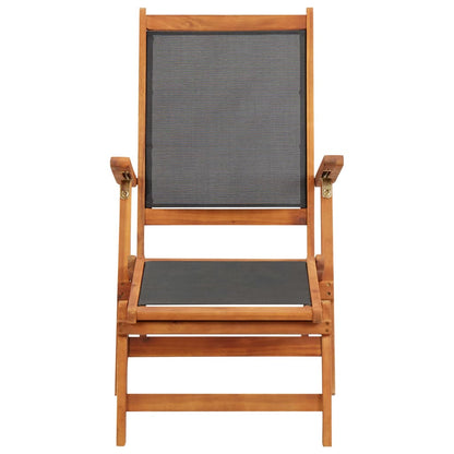 Outdoor sun lounger in solid acacia wood and textilene