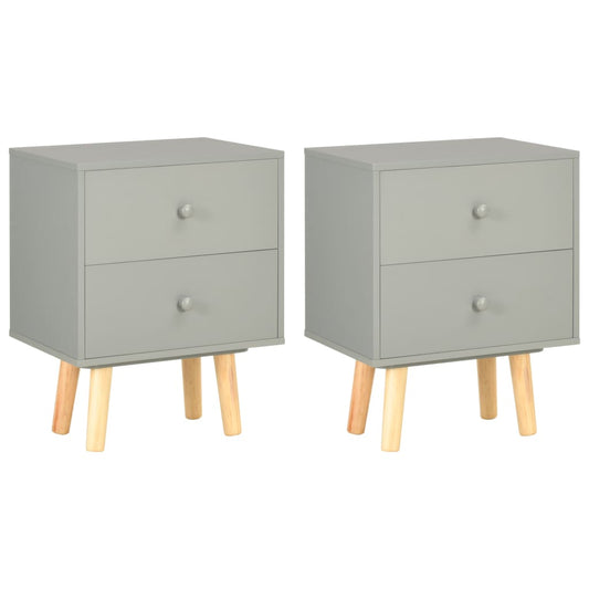 Mesas cabeceira 2 pcs 40x30x50cm madeira pinho maciça cinzento