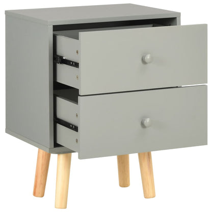 Mesas cabeceira 2 pcs 40x30x50cm madeira pinho maciça cinzento