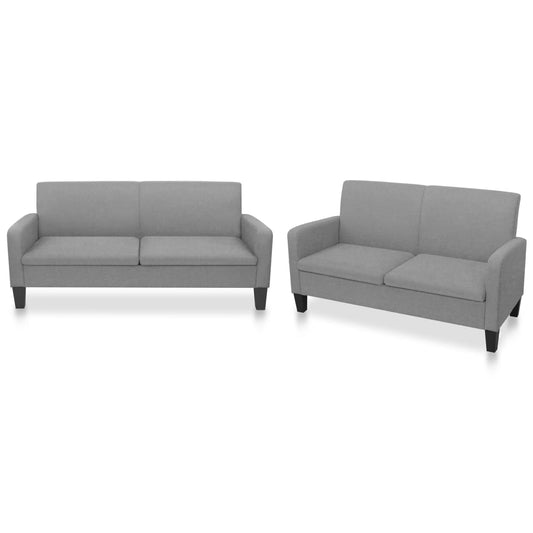 2 pcs light grey fabric sofa set