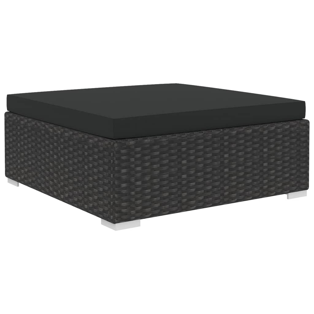 10 pcs conjunto lounge de jardim c/ almofadões vime PE preto