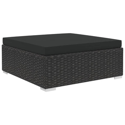 10 pcs conjunto lounge de jardim c/ almofadões vime PE preto