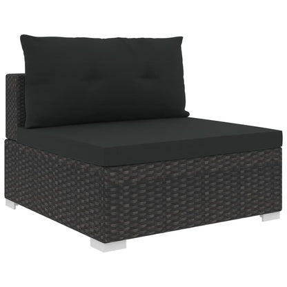 10 pcs conjunto lounge de jardim c/ almofadões vime PE preto